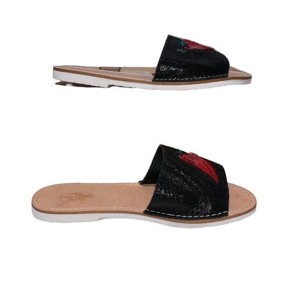 Kate Spade - Ixtapa Chili Pepper Slides, black w/embroidered chili peppers, 7.5 - Picture 8 of 10